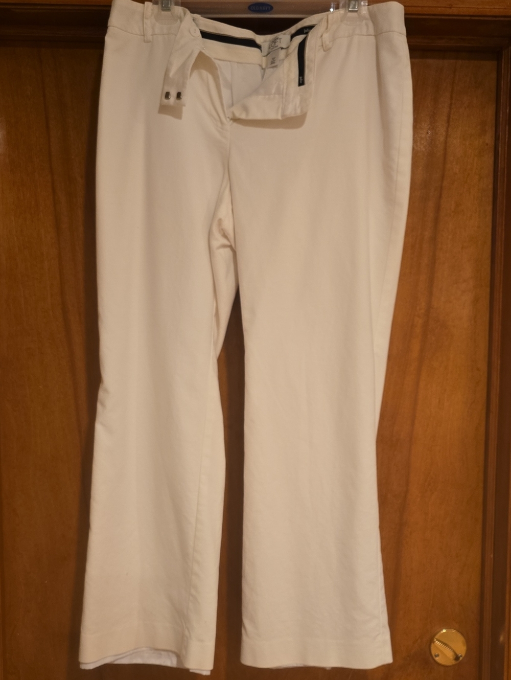 LOFT Cream Boot-Cut Pants